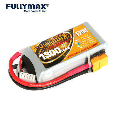 батарея Rc плотности высокой энергии батареи клетки 120c Lipo 1300mah 14.8v 4 плоская